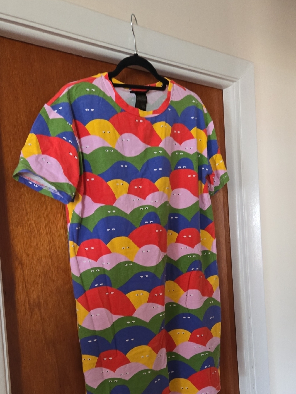 Colorful Multi-Print Graphic T-Shirt Dress